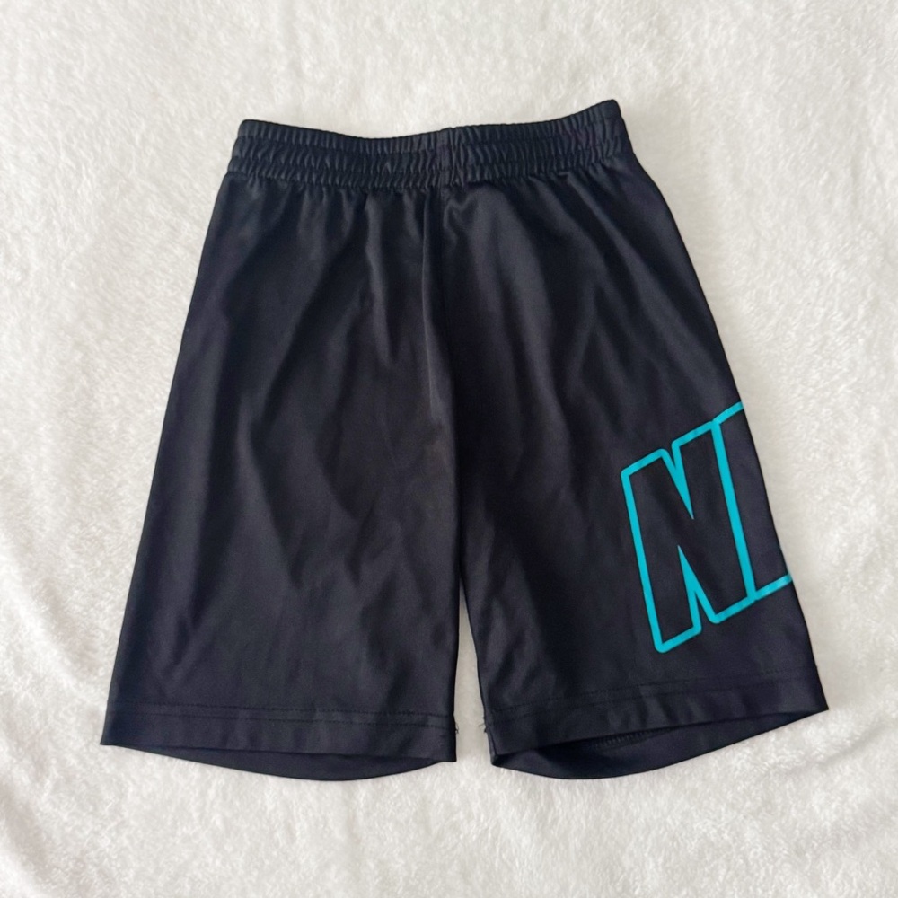 Nike Boys Activewear Set DriFit Teal Swoosh Shirt and Black Athletic Shorts 7 - Picture 6 of 8